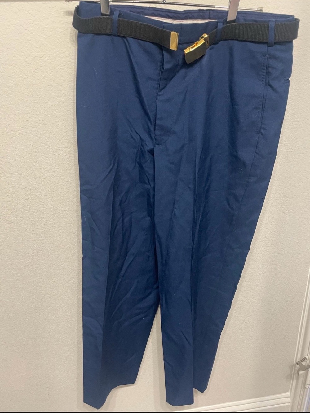 Men's Dress Pants in Navy with Black Web Belt